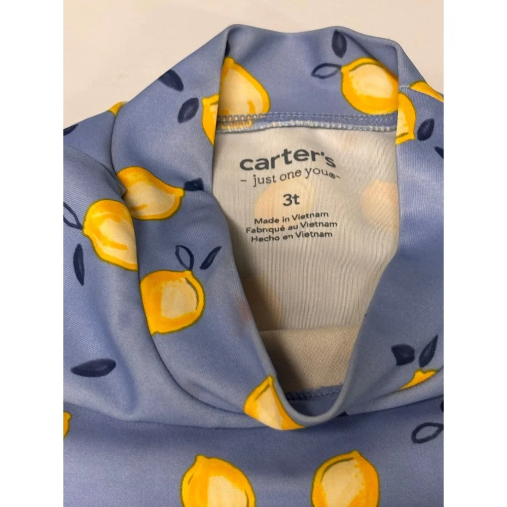 Carters Just One You Toddler Girls Lemon Print Long Sleeve Rash Guard Top 3T